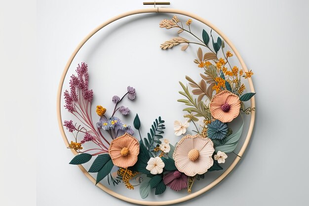 Вышитая цветочная композиция